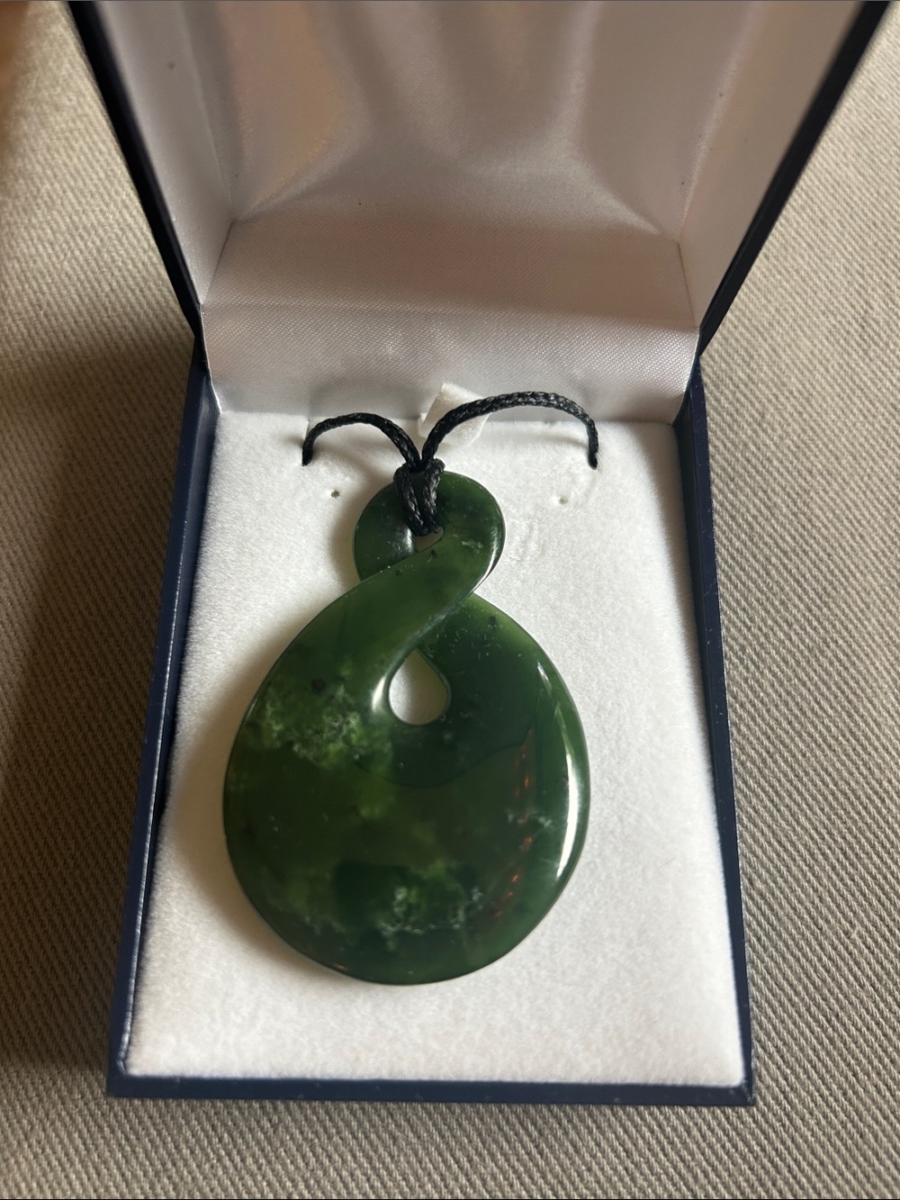 Green Jade Twist Pendant Necklace - Unbranded
